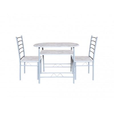 Stalas + 2 kėdės FLTL2-BP (Baltas marmuro raštas) NAUJIENA